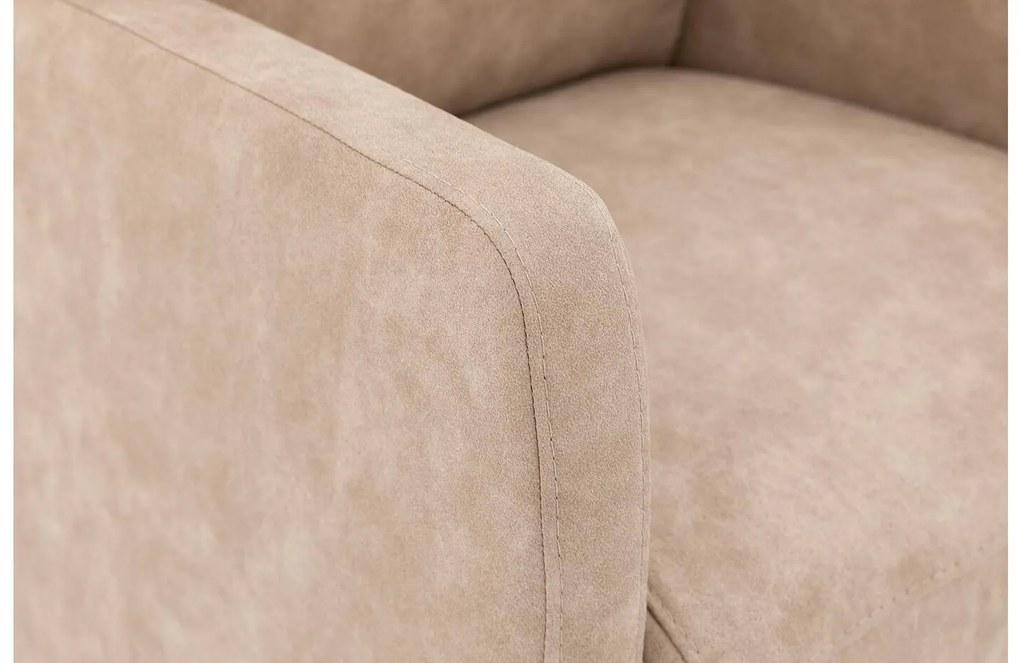 Goossens Eetkamerstoel Leen beige microvezel met armleuning en met wielen, stijlvol landelijk