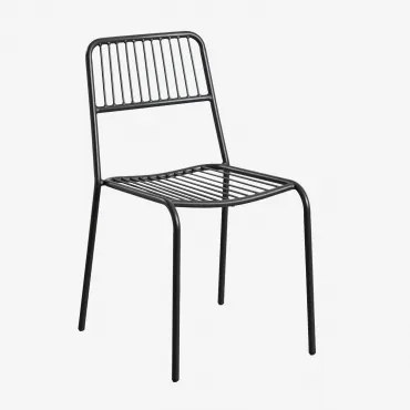 Set Van 4 Elton Stapelbare Tuinstoelen Zwarte Koolstof - Sklum