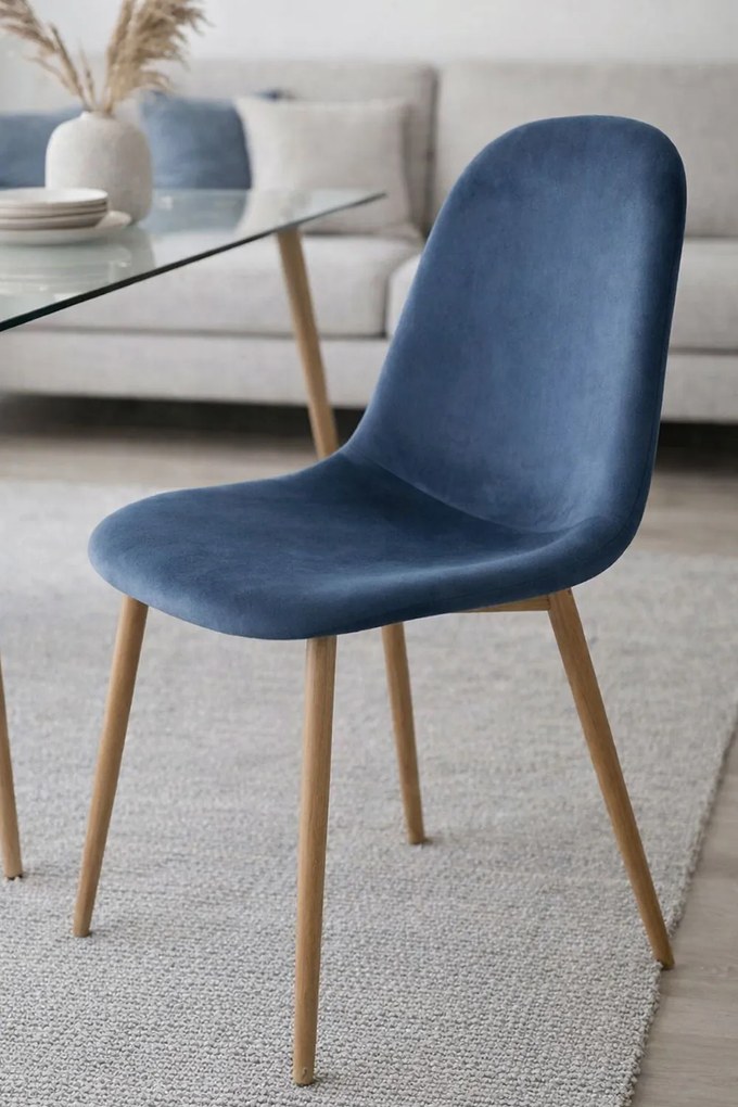 Set van 4 Teok Fluwelen Stoelen