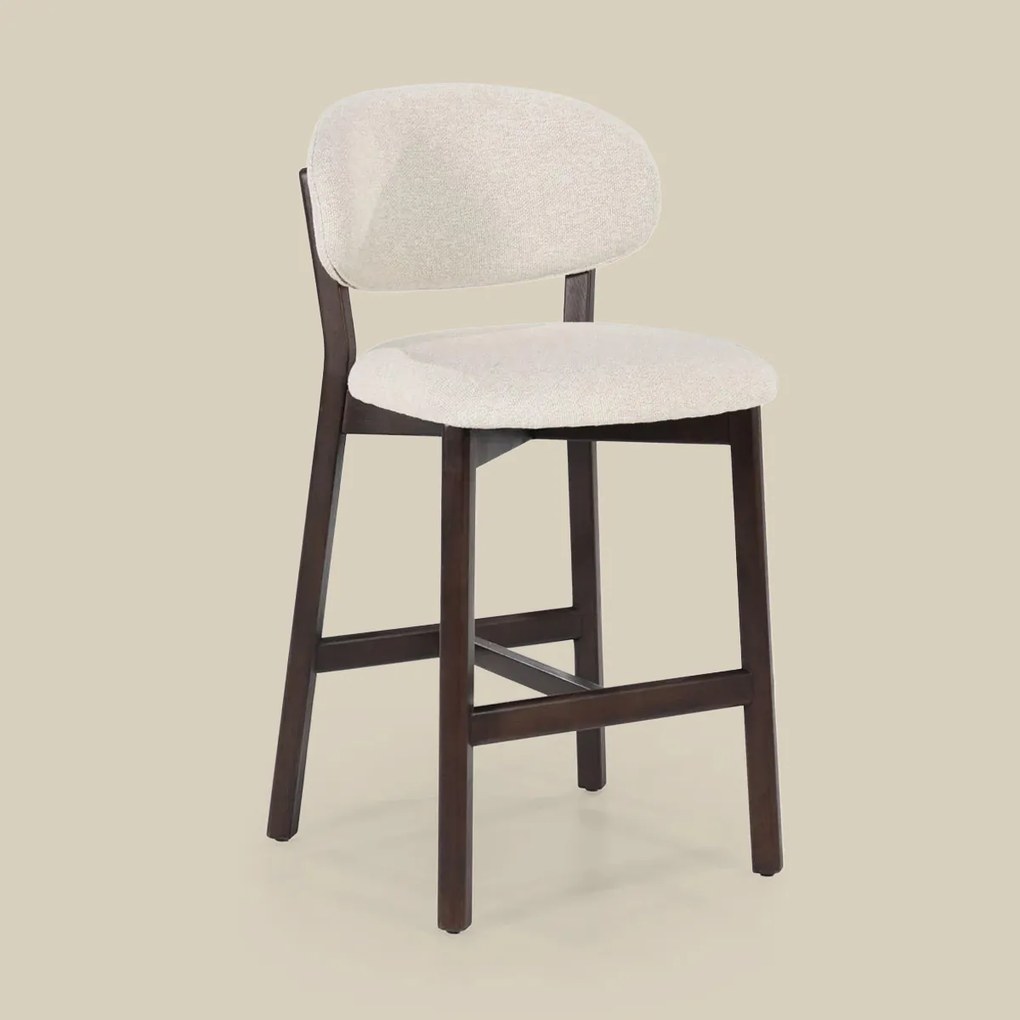 Luxe Barstoel Walnoot En Beige Stof