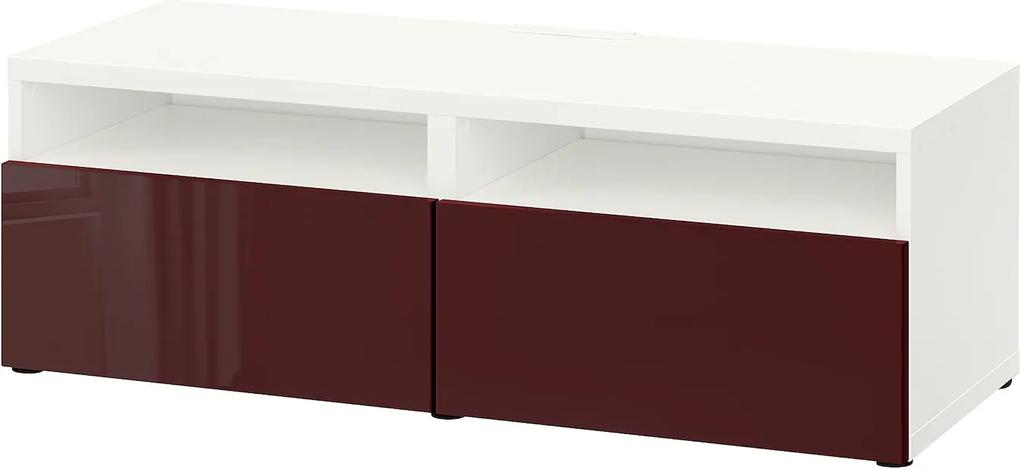 IKEA BESTÅ Tv-meubel met lades Wit selsviken/hoogglans donker roodbruin Wit selsviken/hoogglans donker roodbruin - lKEA