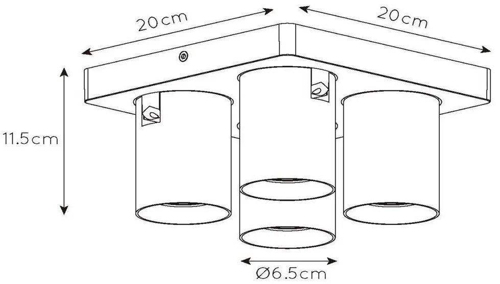 Lucide Nigel plafondlamp 4x 5W goud mat