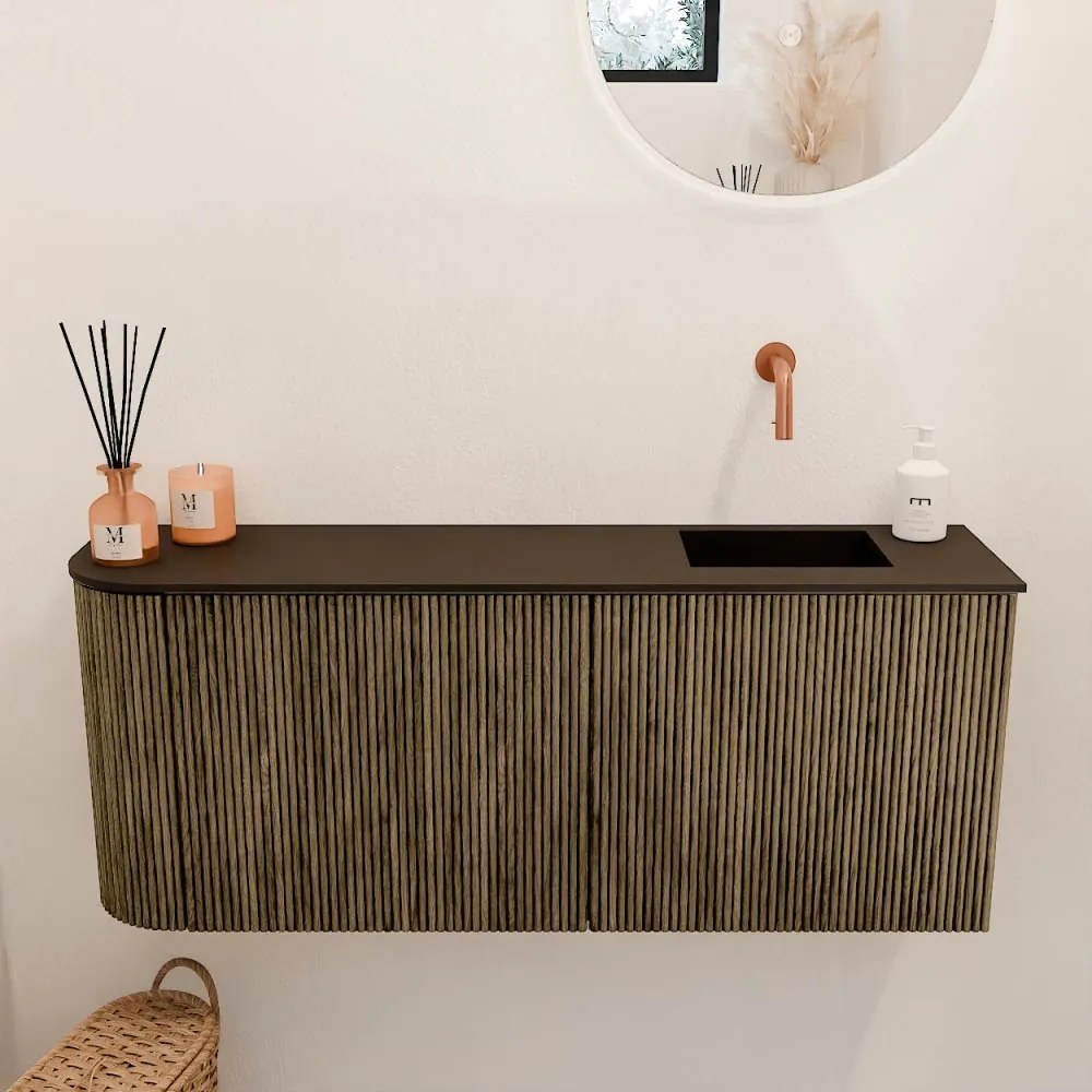 Mondiaz Joya 100cm toiletmeubel ronding links dusk met wastafel faye rechts zonder kraangat urban