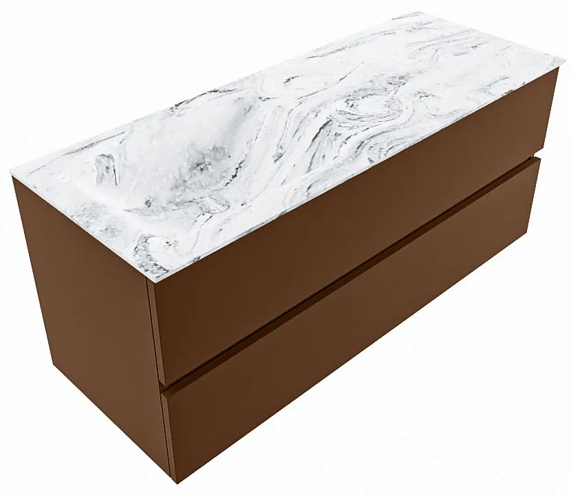 Mondiaz Vica DLux badmeubel 120cm rust 2 lades met wastafel glace links 1 kraangat