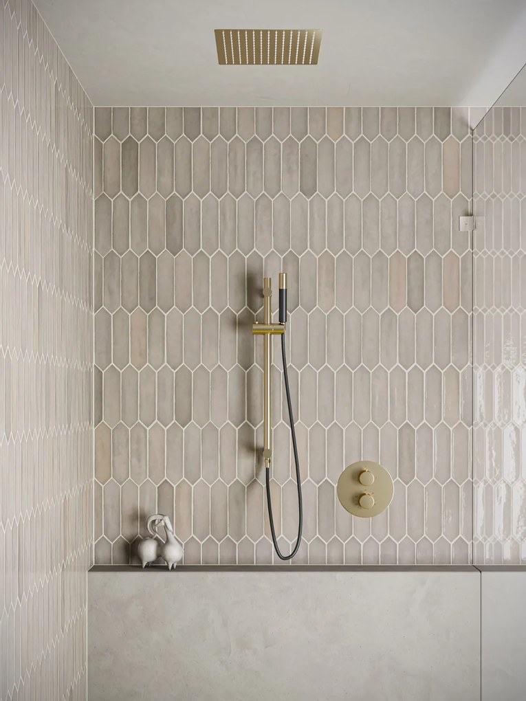 Saniclear Cube Pro inbouw regendouche rond met inbouw douchekop 30x30cm, glijstang en staafhanddouche geborsteld messing - mat goud