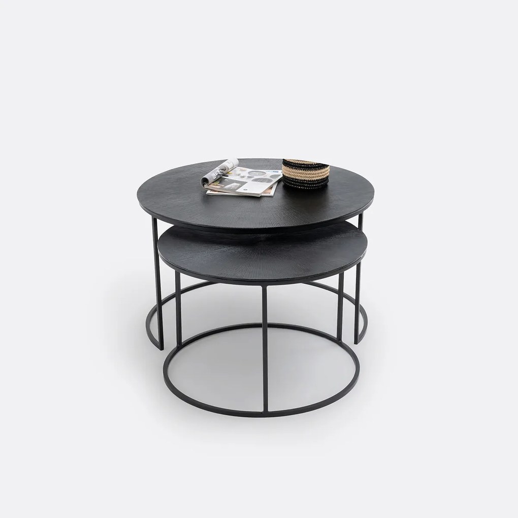 Set van 2 lage mimi tafels in staalmetaal, Jalia