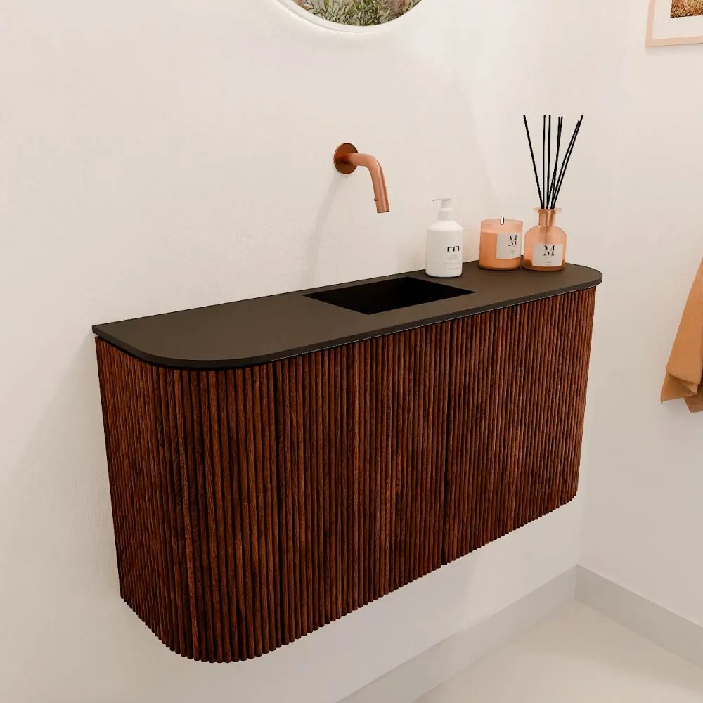Mondiaz Joya 85cm toiletmeubel ronding links/rechts ruby met wastafel faye midden zonder kraangat urban