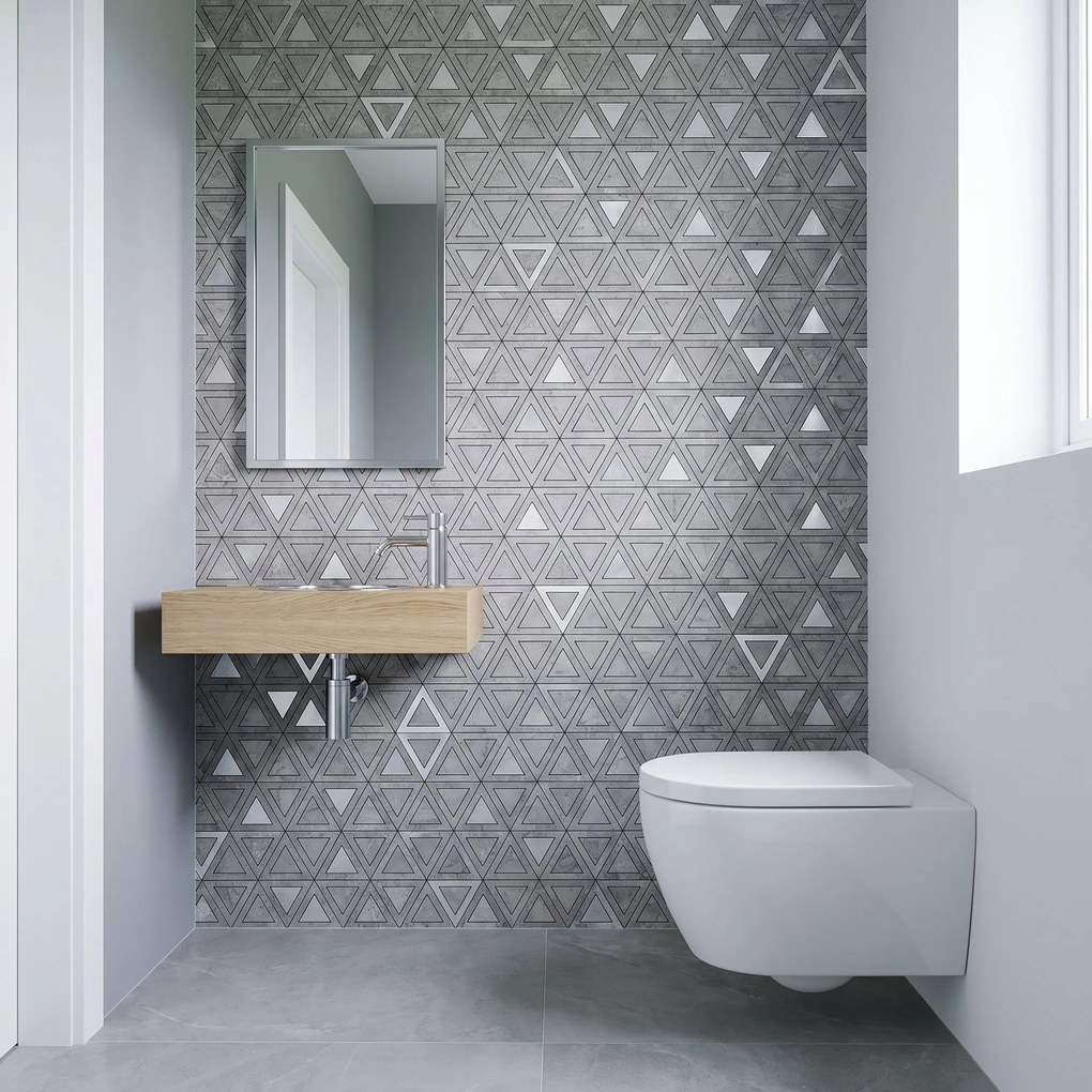 Zelfklevende Mozaïektegels Metaal | Driehoek Grijs Zilver | 28,7×33,1 cm | Keuken, Bad & WC