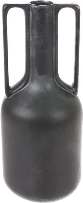 Keramieken vaas zwart met handvaten