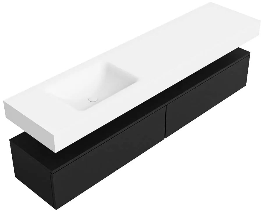 Zaro Alan badmeubel 190cm urban 2 lades met vrijhangende wastafel cloud links zonder kraangat talc
