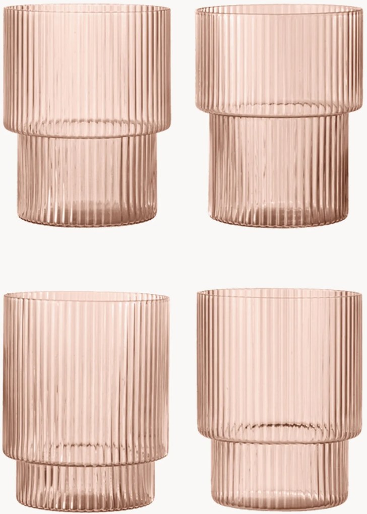 Mondgeblazen tumbler Ripple met reliëfpatroon, 200 ml, 4-delig