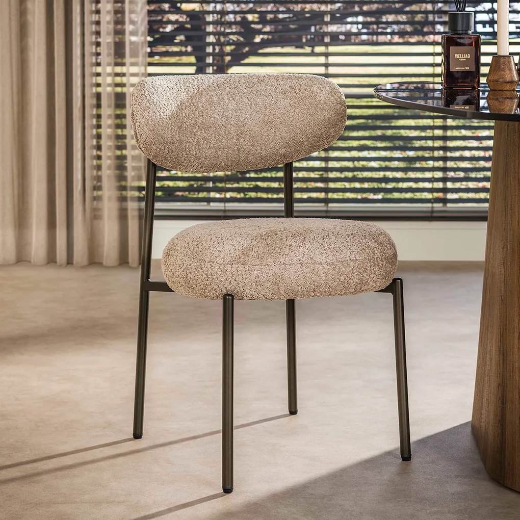 Beige Eetkamerstoel Met Ronde Zitting