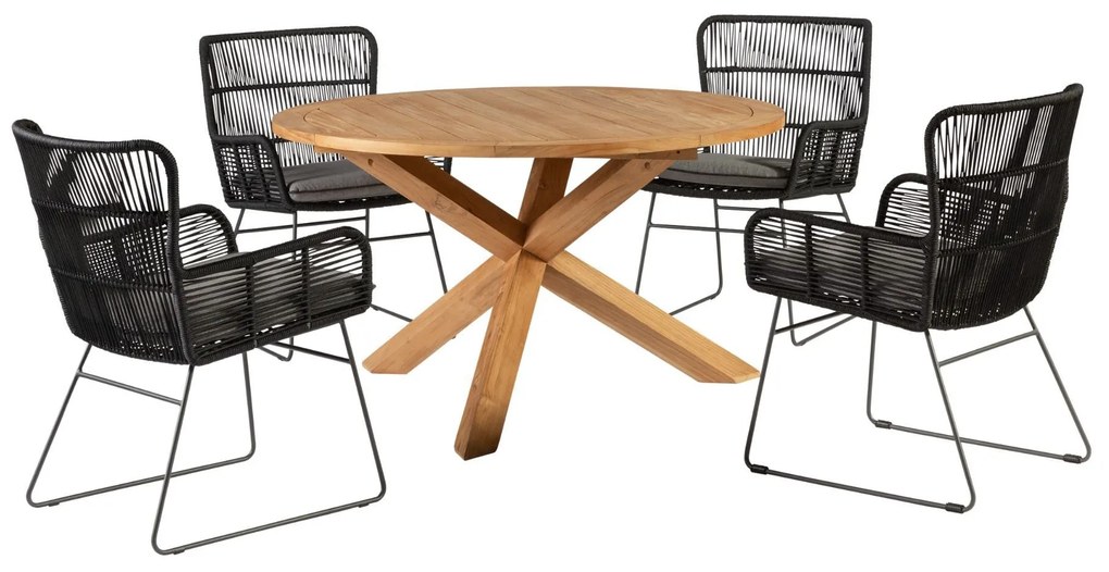 Exotan Ronde Tuintafel - Ø 130 cm - Java - Teak - Kruispoot - Exotan