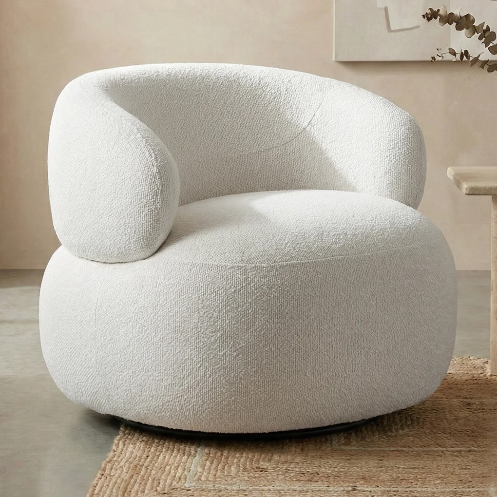 Draaibare Ronde Fauteuil Creme