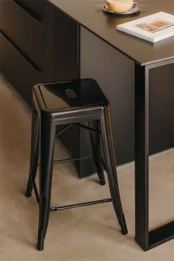 Set Van 4 Stapelbare Hoge Krukken In Staal Lix Zwart & ↑65 Cm - Sklum