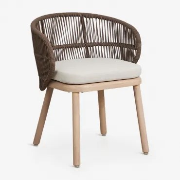 Set Van 4 Eetkamerstoelen Van Acaciahout En Gevlochten Touw Capri Bruin – Chocolade - Sklum