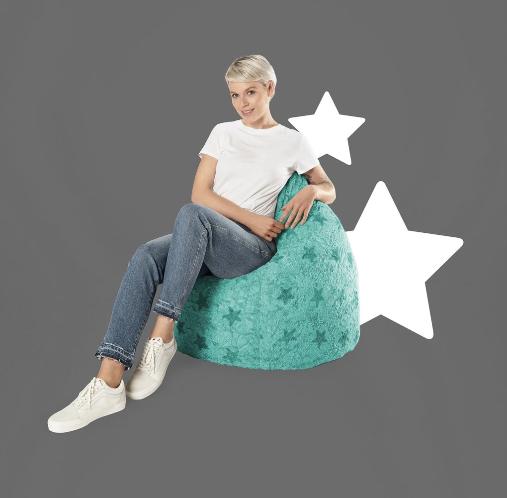 BeanBag Fluffy Stars XL - Turquoise