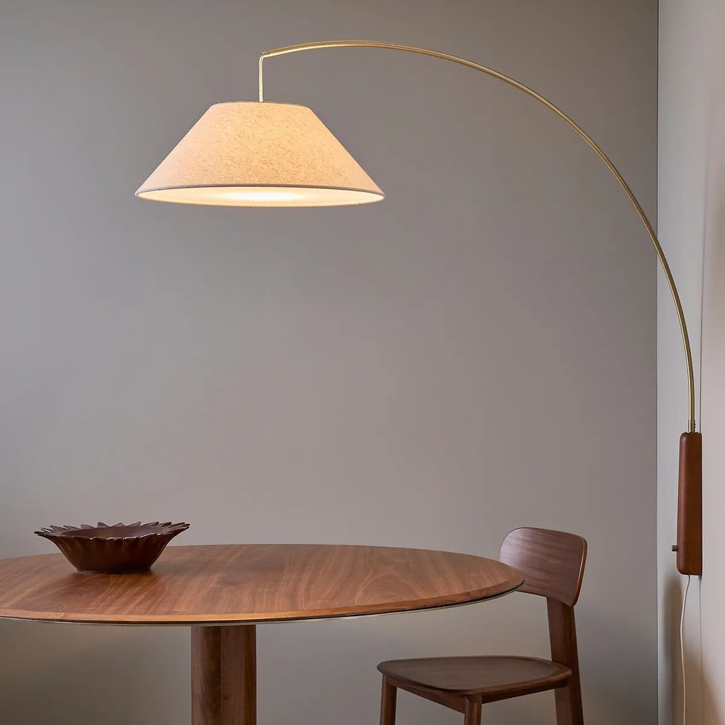 Gelede wandlamp in gebeitst eiken en linnen, NESTWOOD