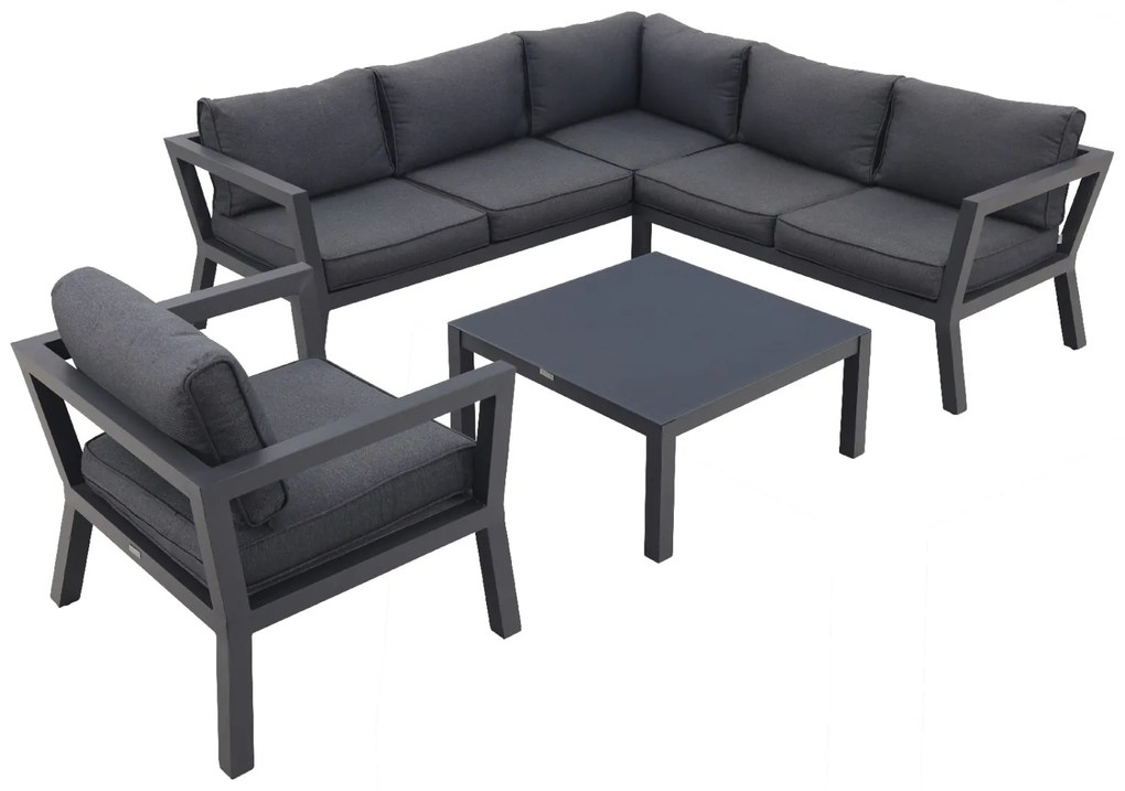 Calgary aluminium loungeset + loungestoel - Carbon