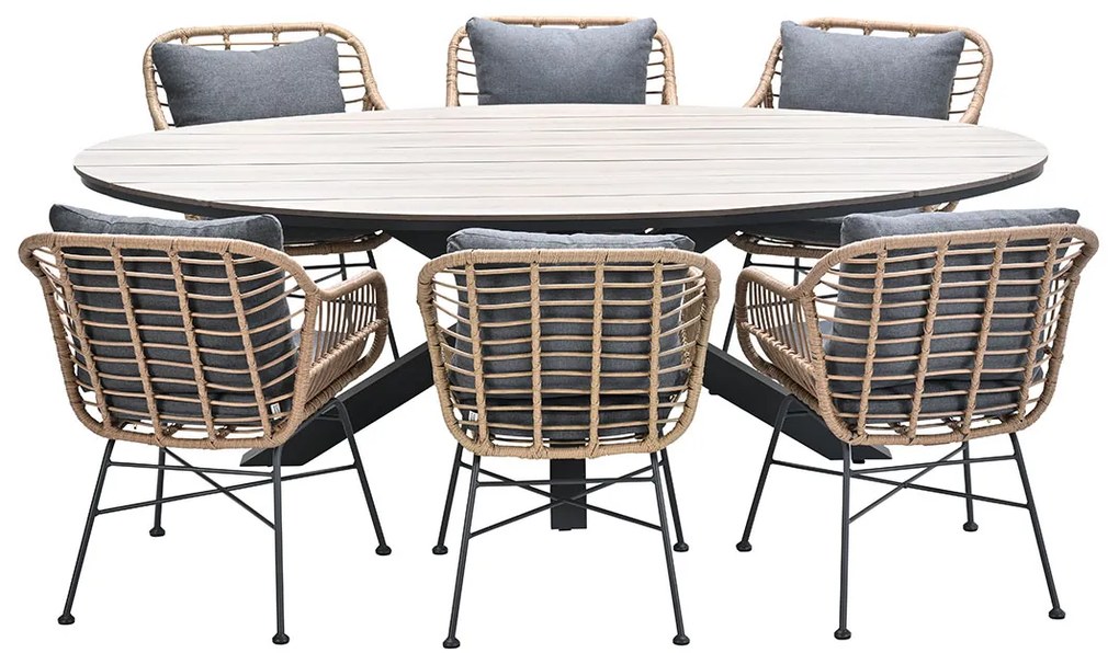 Garden Impressions Lucas tuinset 7-delig bruin - Tulli tuintafel 220x115 cm