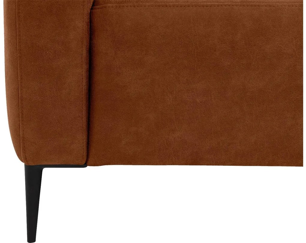 Goossens  Key West cognac, micro leer, 3-zits, modern design met ligelement rechts