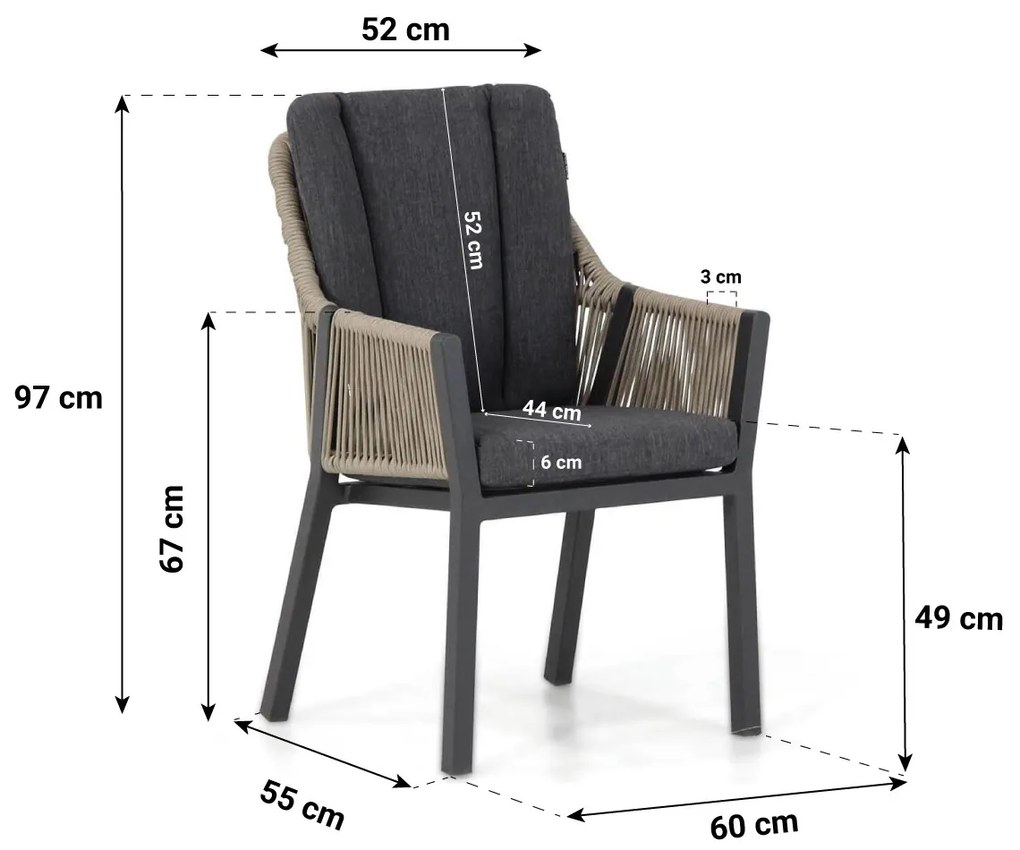 Tuinset 2 personen 90 cm Rope Taupe Lifestyle Garden Furniture Verona/Veneto