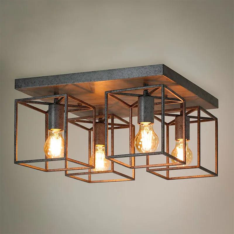 Cantwell 4-lichts Plafondlamp | Kalfort | Metaal | Grijs, Metaalkleurig   | Cavetown