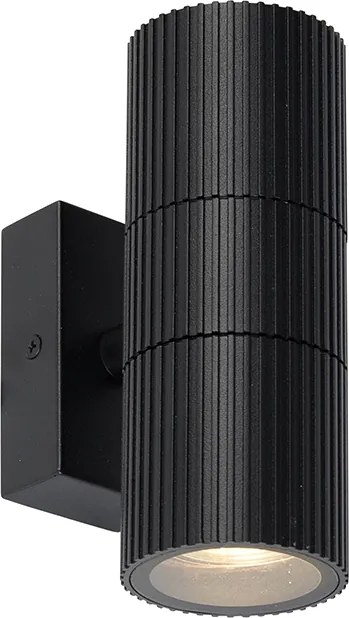 Industriële buiten wandlamp zwart 2-lichts IP44 - Vigo