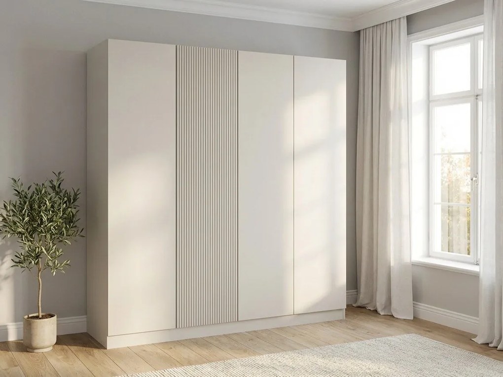 Kledingkast Lunole 107, Kasjmier, 220x205x55cm, 166 kg, Kledingkast deuren: Met scharnieren