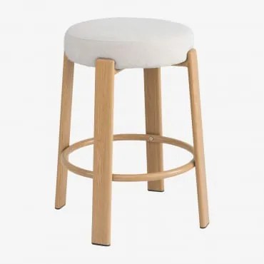 Hoge Kruk Van Chenillestof En Ijzer Jolie Bruin Natuurlijk Hout & ↑65 Cm & Stof Chenille Beige – Crème - Sklum