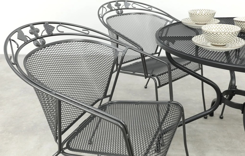 Elegance ronde stapelbare bistroset strekmetaal Ø90 cm. - Antraciet