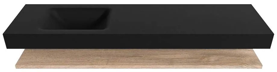 Zaro Alan badmeubel 180cm met planchet washed oak en vrijhangende wastafel cloud links zonder kraangat urban