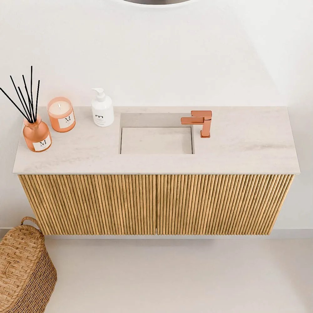Mondiaz Joya DLux 80cm toiletmeubel oak met wastafel faye midden 1 kraangat meli