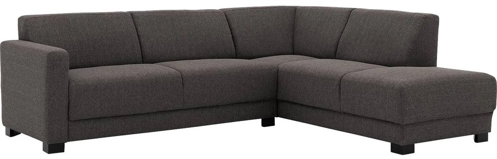 Goossens  My Style donkergrijs, stof, 2,5-zits, stijlvol landelijk met chaise longue rechts