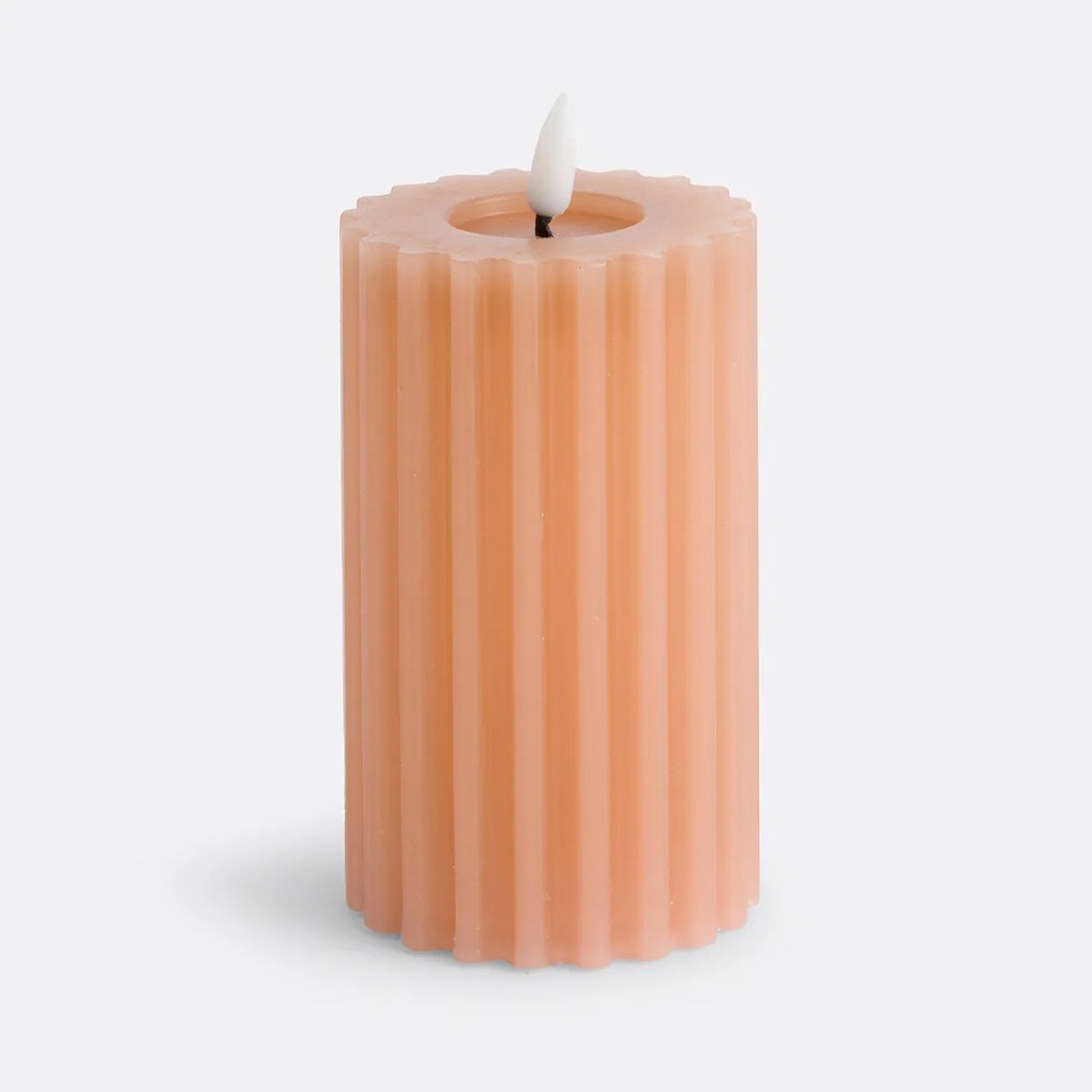 Gestreepte wax LED kaars H14,8 cm, Caspar