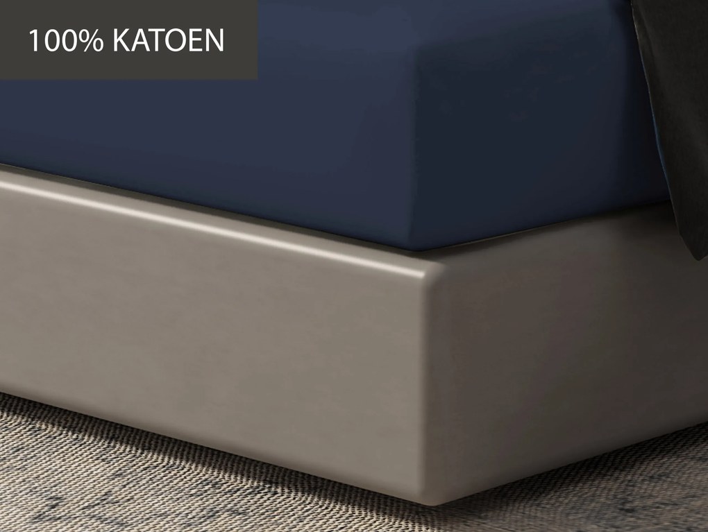 Hoeslaken Home - 100% natuurlijk katoen - 90x200 - yaleblauw