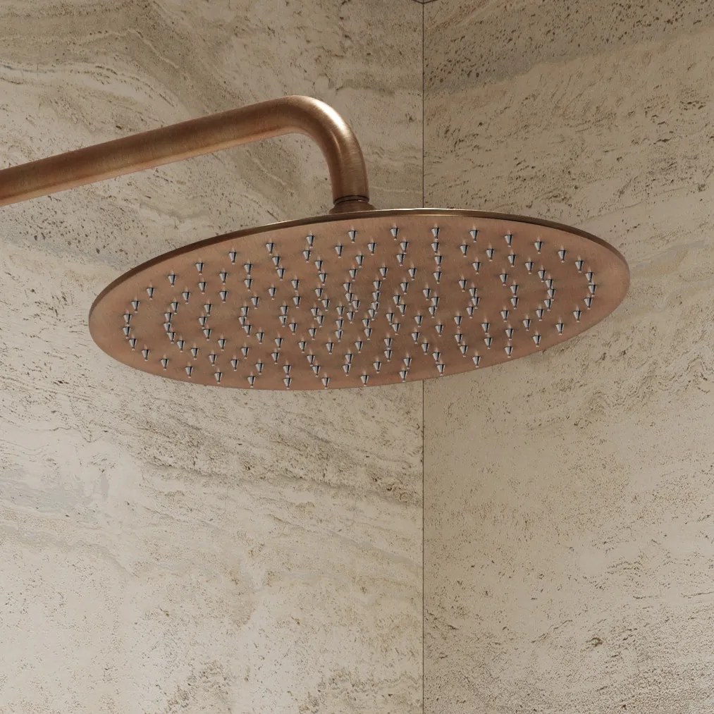 Saniclear Antique Curved Pro opbouw regendouche verouderd messing met 20cm hoofddouche