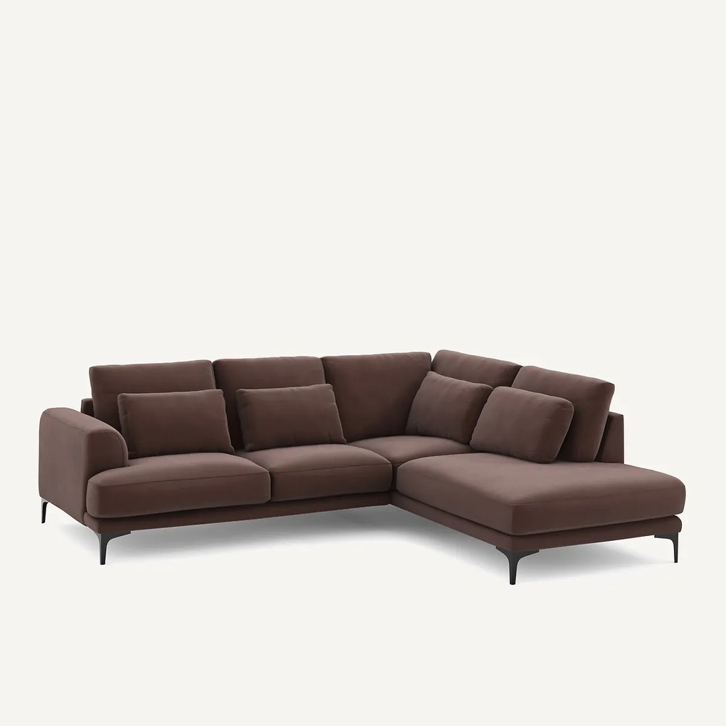 Linkse hoekbank met leuning in linnenfluweel Marsile