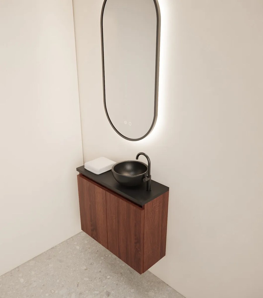 Gliss Design Echo toiletmeubel 60cm choco eiken met toppaneel zwart mat