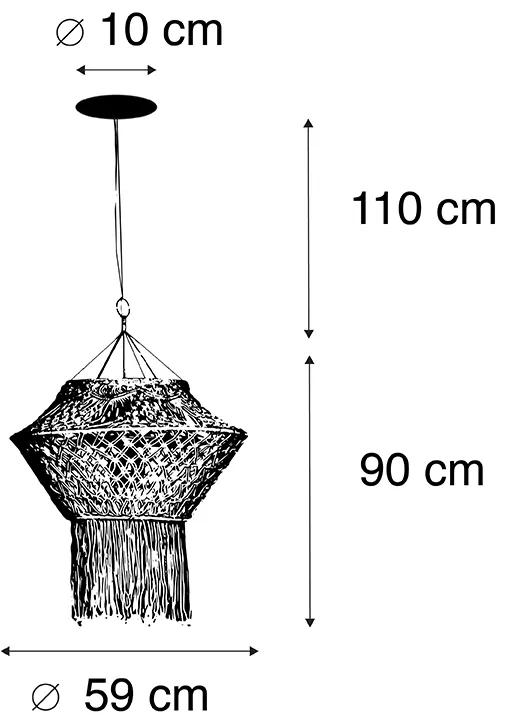 Eettafel / Eetkamer Landelijke hanglamp macramé 90 cm - Macra Landelijk E27 rond Binnenverlichting Lamp