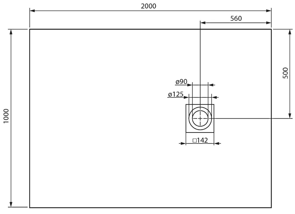 Gelco Mitia rechthoekige douchebak stone-look 200x100cm grijs