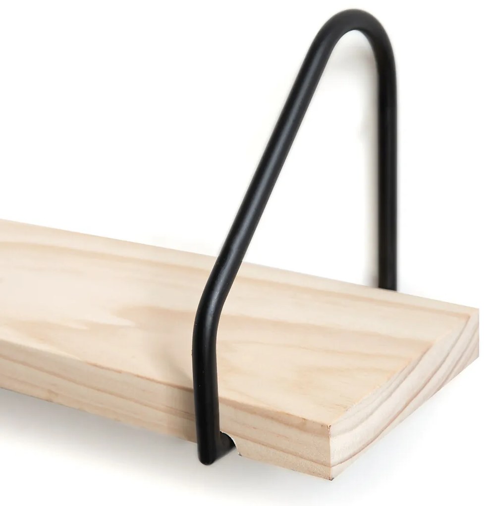 Wandplank in massief grenen en metaal L120 cm, Vinto