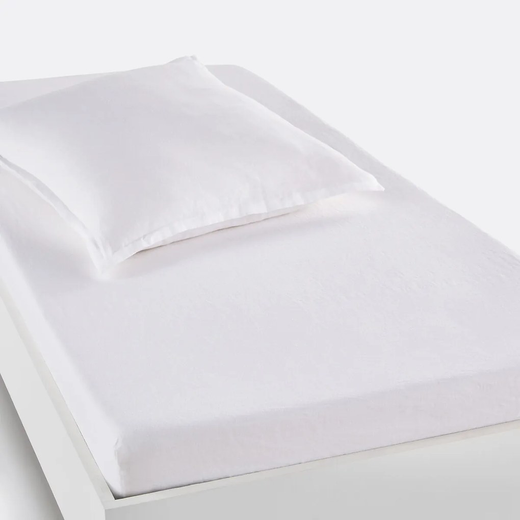 Hoeslaken in gewassen linnen, omslag 30 cm, Linot