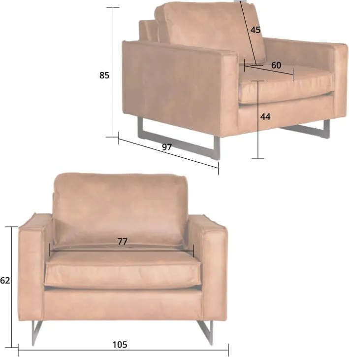 Loveseat - Riverdance - leer Colorado antraciet 01