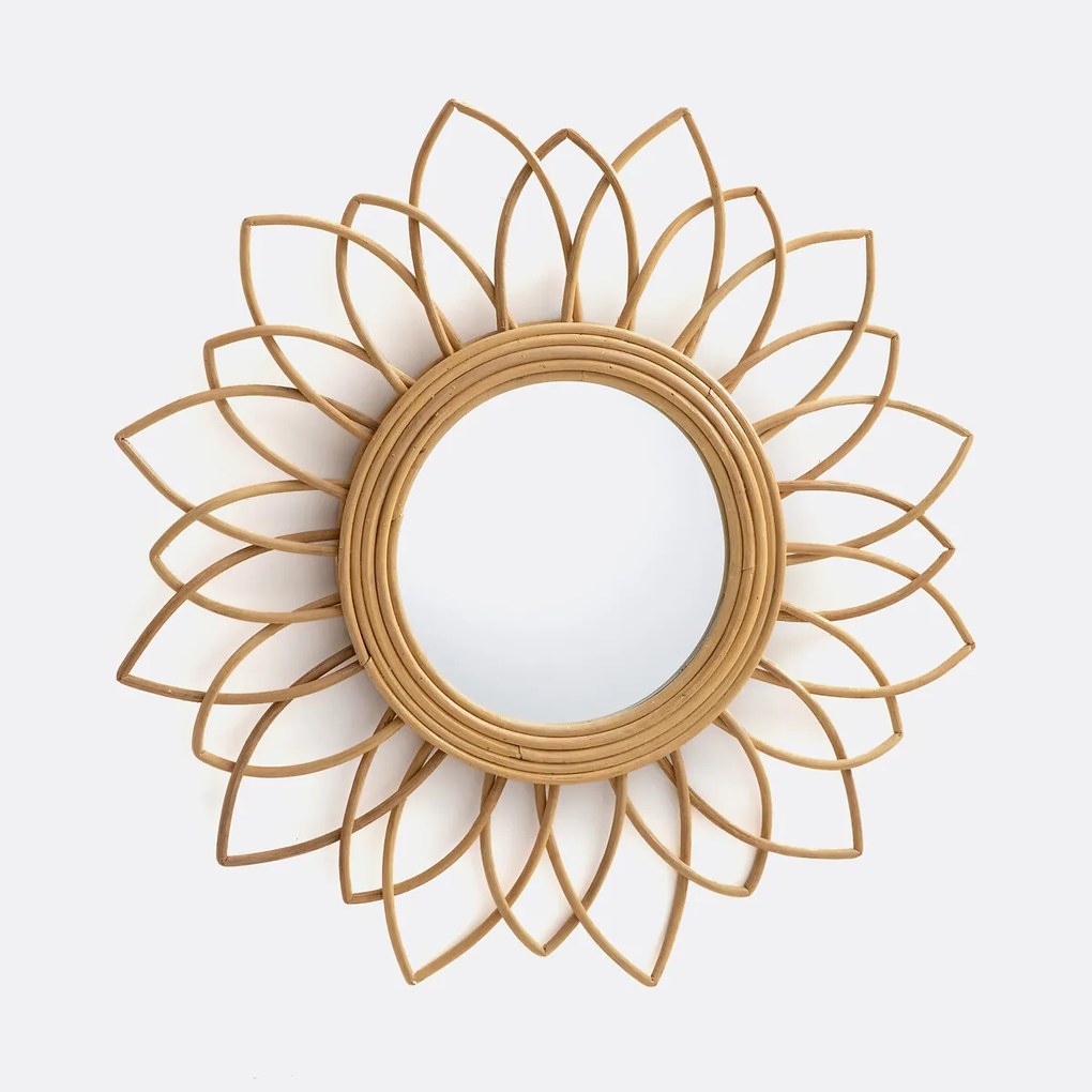 Spiegel in rotan, bloemvormØ65 cm Nogu