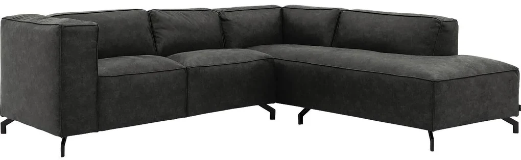 Goossens Bank Calvin grijs, micro leer, 2-zits, modern design met ligelement rechts