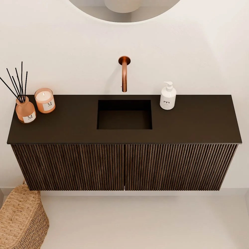 Mondiaz Joya 90cm toiletmeubel walnut met wastafel faye midden zonder kraangat urban