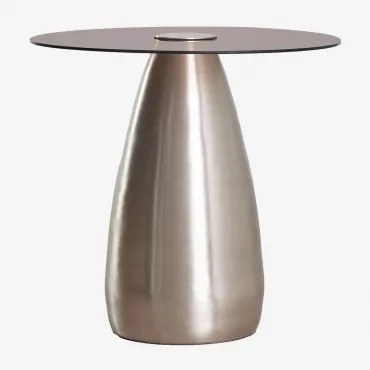 Ronde Bijzettafel Ø50 Cm Van Gehard Glas Mariana Geborsteld Grijs - Sklum