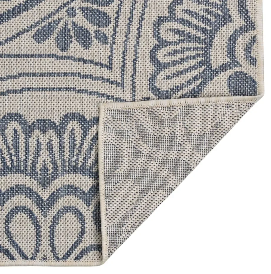 vidaXL Buitenkleed met patroon platgeweven 80x250 cm blauw