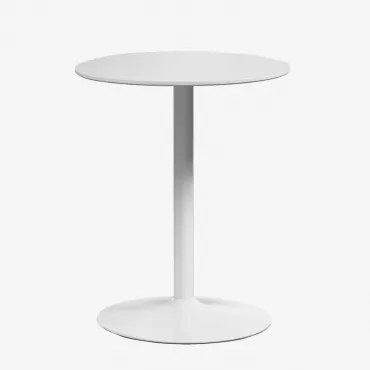 Ronde Eettafel Van Mdf En Ijzer Yvetta Wit & Ø60 Cm & Wit - Sklum